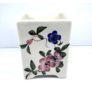Jay Willfred Hand Painted Floral Ceramic Planter Square Pot 6 Inch